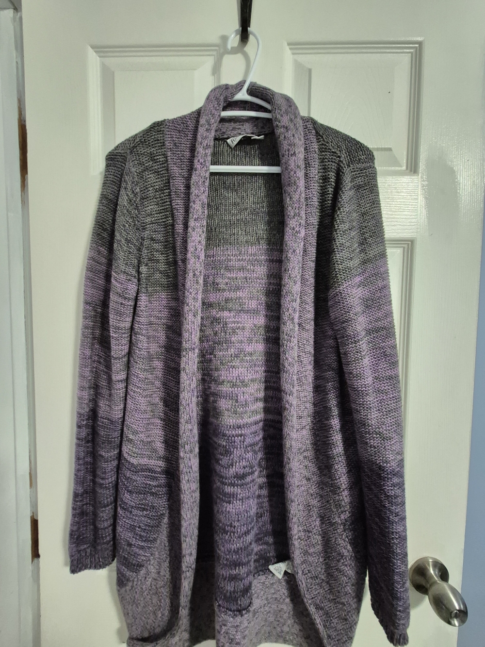 Revolution Lavender & Gray Ombre Open-Front Cardigan